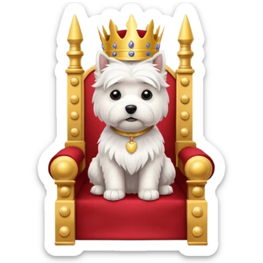 a cute west highland terrier dog sitting on a throne like a king sticker