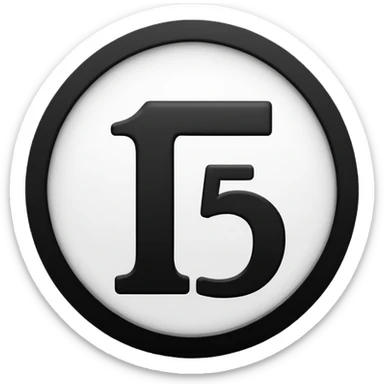 The number 15 in a black circle sticker