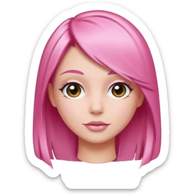 Sleek pink hair emoji, classy sticker