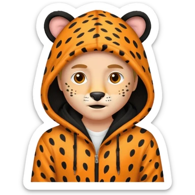 man fair in cheetah costume hoodie sticker