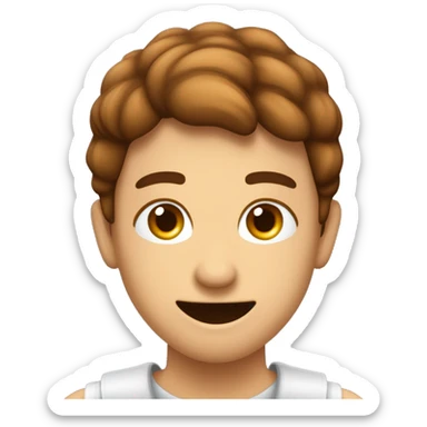 A imagem mostra mãos marrons levantadas, segurando uma cabeça sorridente e careca, simbolizando cuidado ou proteção. Para criar um emoji idêntico, combine duas mãos abertas voltadas para cima com uma cabeça sorridente entre elas. sticker