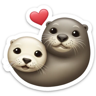 seal and otter with hearts sticker
