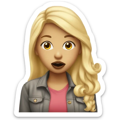 Blonde girl blowing a kiss sticker