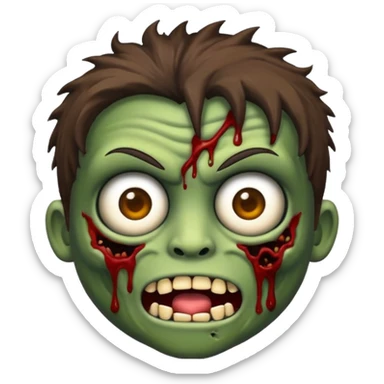 Faça um emoji de zumbi, estilo IOS, um zumbi com cabelo loiro escuro bagunçado e olhos escuros sticker