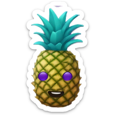 teal pineapple on top of a purple seal sticker