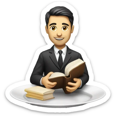 Lawyer eating a book on a plate for dinner sticker