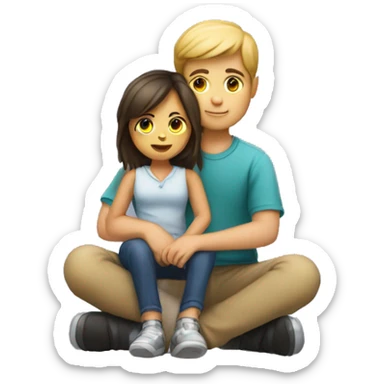 A girl sitting on a boy’s lap sticker