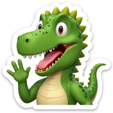 dino with hands to the side and tongue out sticker