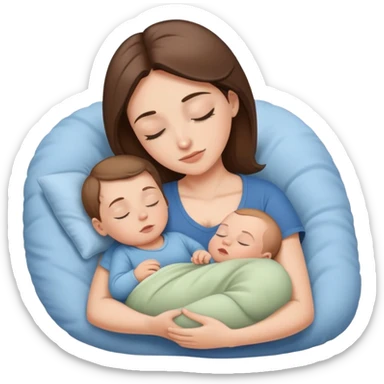Light brunette fit mom forcing baby boy go to sleep sticker