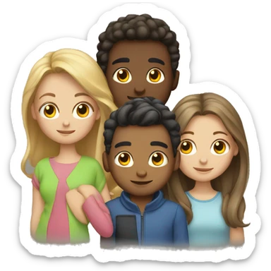 4 people 3 girls 1 boy sticker