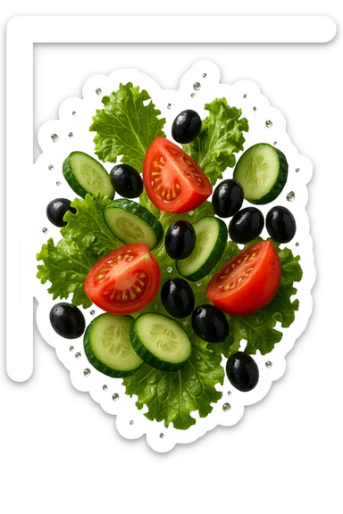 INSALATA FLUTTUA IN ARIA, iperrealistico 4k sticker