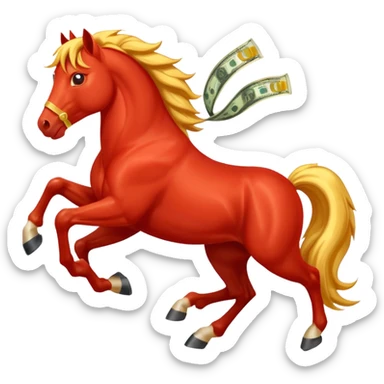 red horse agressive running happiness money sticker