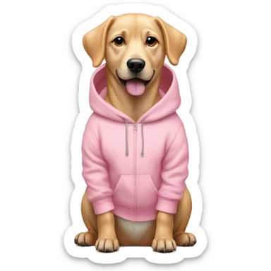 Blonde dog wearing a pastel pink hoodie sticker