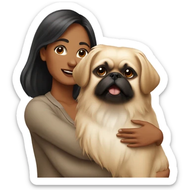 Women with Pekingese sticker