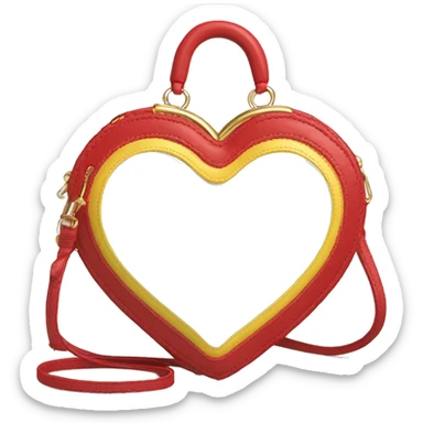  beautiful and delicate heart shaped purse with a Summer Core, in white, bright crimson red and yellow gold colors sticker