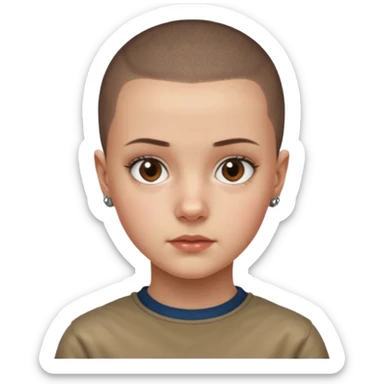Eleven from stranger things with a buzz cut sticker