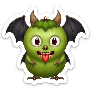Kiwi fruit with vampire face and bat wings  sticker