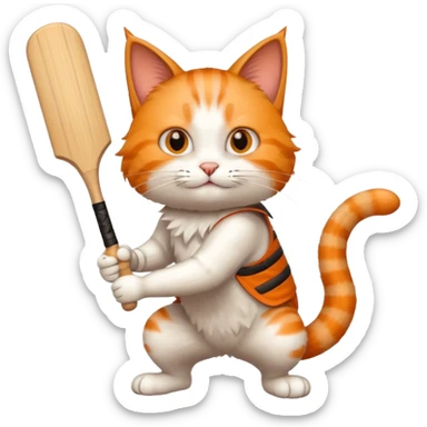 cat playing cricket sticker