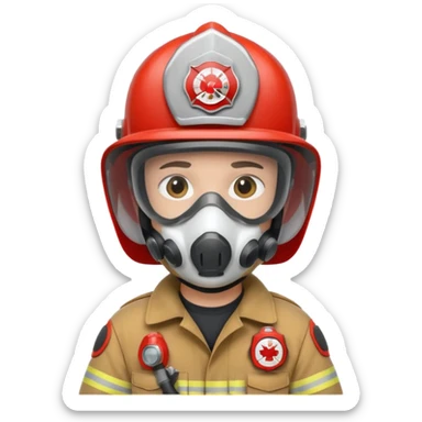 Firefighter with respiratory protection white color helmet sticker