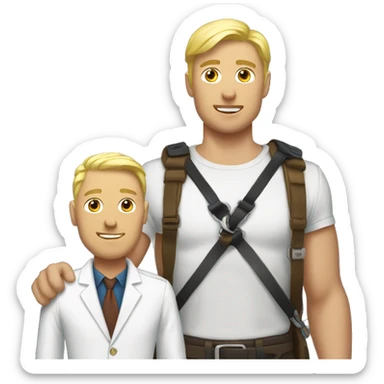 Elon holding leash blonde man sticker
