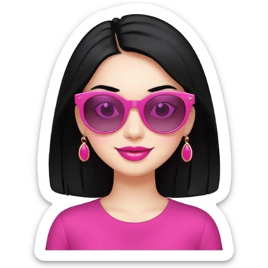 pink girl with black hair and wealth with sunglass on top; irreristable  smile sticker