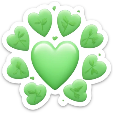Pastel green hearts with little leaves on it sticker
