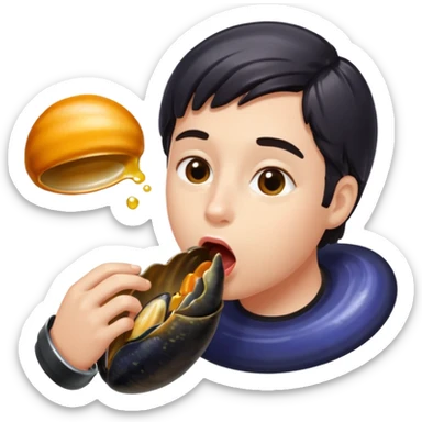 langue humaine qui lèche une moule dans coquille sticker
