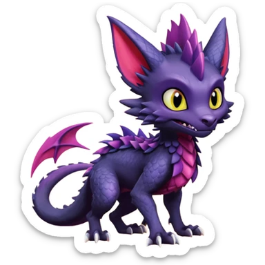Spyro-Toothless-Sergal-Lykoi-Pokémon-Fakémon-creature-hybrid sticker
