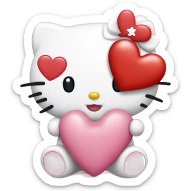 Hello kitty agarrando un osito y un corazón  sticker