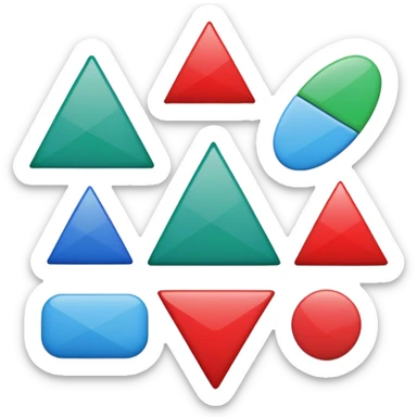 Red triangle , green rectangle , blue oval collage sticker