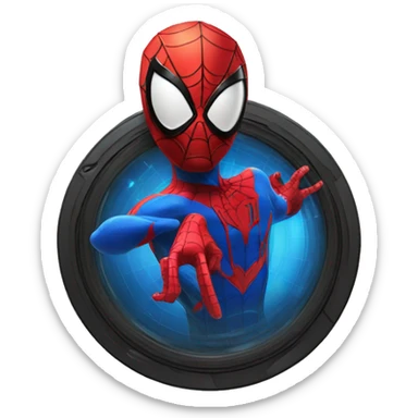 Spiderman using disk jockey facing front sticker
