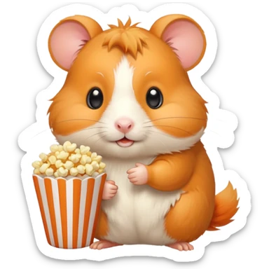 orange hamster holding pop corn sticker