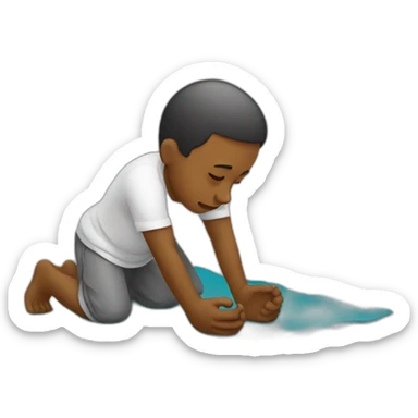 guy praying prostrate on the prayer mat sticker