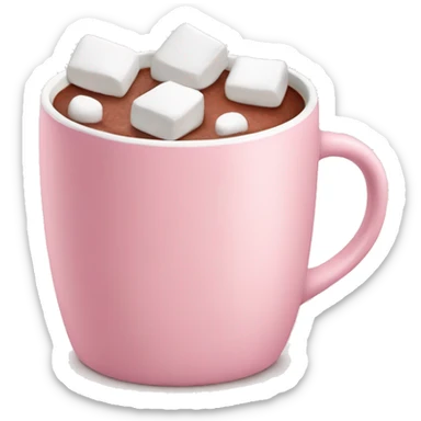 Light Pink mug of hot chocolate with marshmallows  sticker