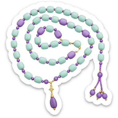 Light mint purple floral Muslim prayer beads sticker