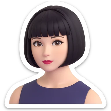 short bob haircut wig sticker