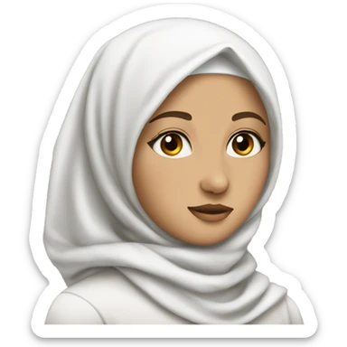 White hijab teenager with her neck showing but hair covered, hijab a cheetah print sticker