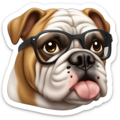 Bulldog francese con pelo Marrone e muso nero con occhiali e sigaro in bocca sticker