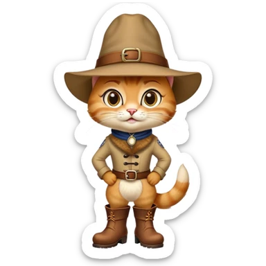 classic Puss in Boots with iconic hat, boots, confident expression sticker