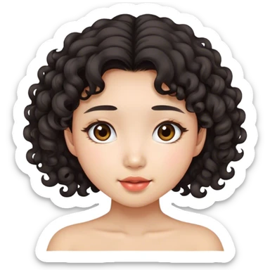 pretty cute asian girl with curly dark hair sticker