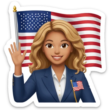 Beyonce with waving merican flag sticker