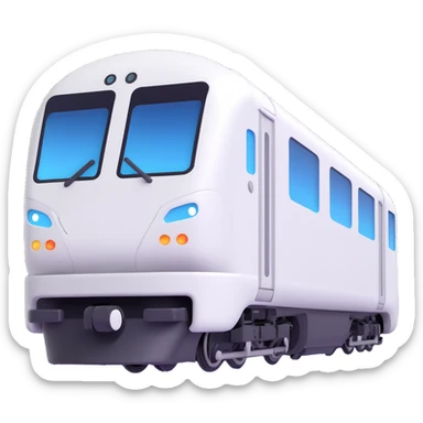 sleek white train, front view, microsoft fluent emoji style sticker