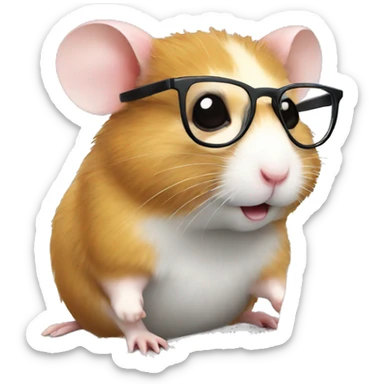 hamster with glasses at a laptop sticker
