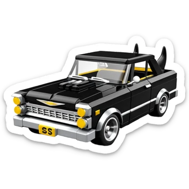 Catwoman’s futuristic black metallic 1965 Chevy Nova SS street rat rod Lego retro modded sticker