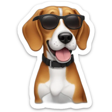 Ginger fur beagle smiling wearing sunglasses sticker