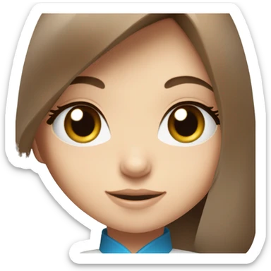 Caucasian girl with brown hair and blue eyes eating sushi ￼ sticker