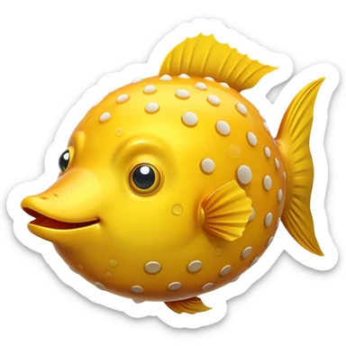 A yellow blowfish puffs up brightly, adding a pop of color to the ocean’s vibrant life sticker