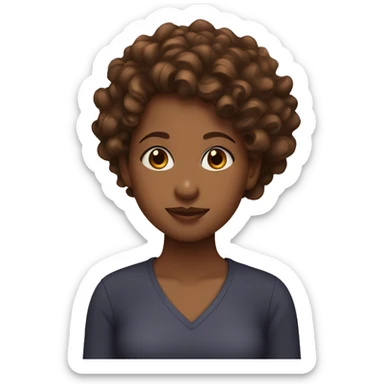 Brown girl with brown curly wavy hair sticker
