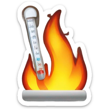 fire emoji with thermometer on top left sticker