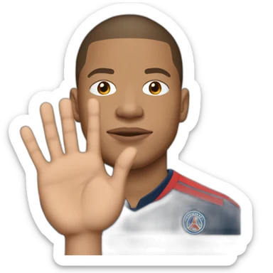 Mbappe avec la bouche ouverte et les mains derrière la tête sticker